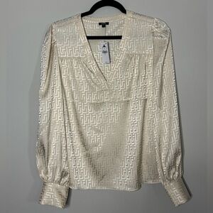 Express Geometric Satin Blouse | Champagne | NWT | Size S
